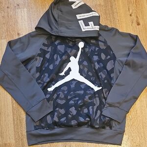 Kids Gray Nike Hoodie with Jumpman Logo